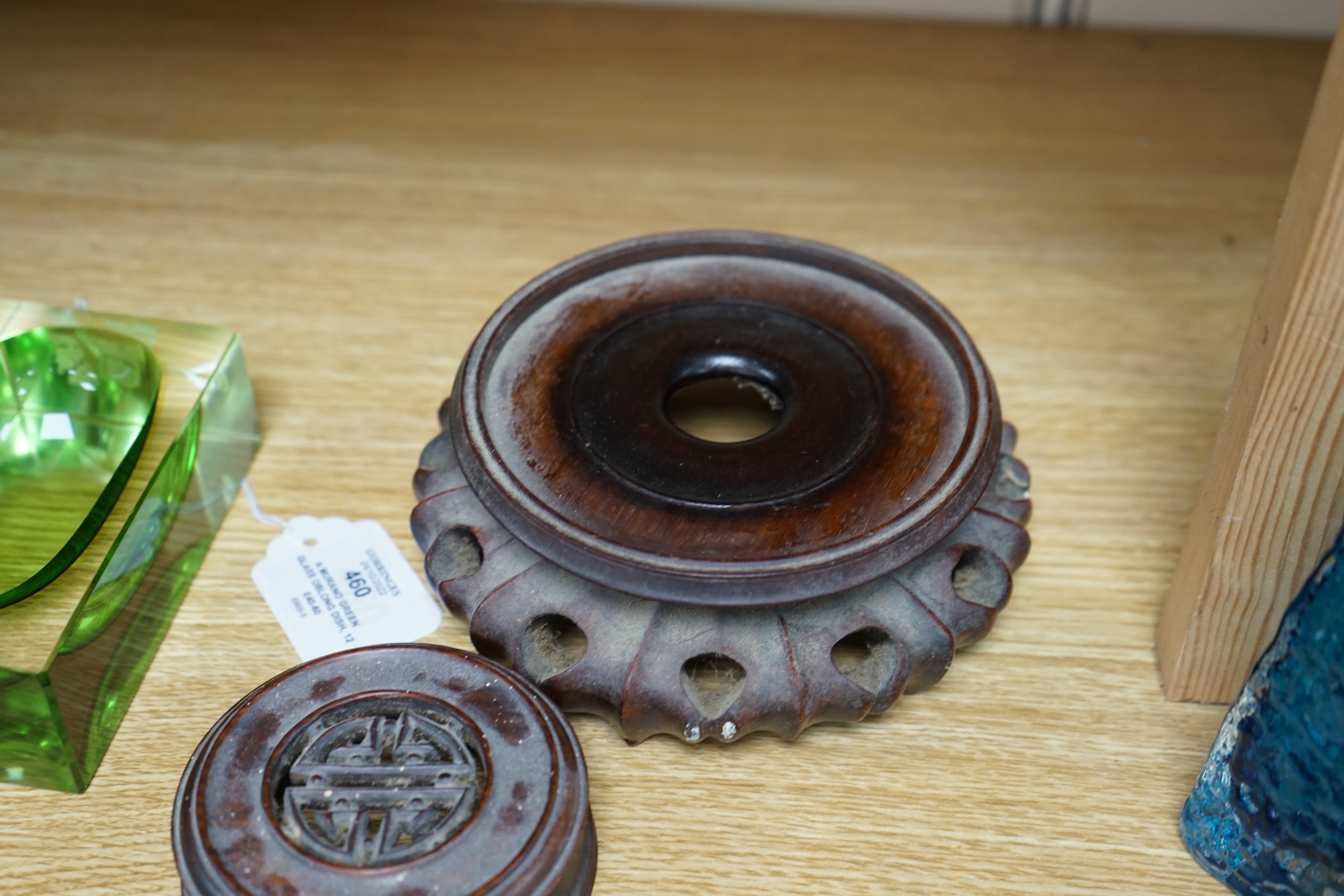 A Chinese blue and white 'boys' jar, 19th century, wood cover and stand, total height 24cm high